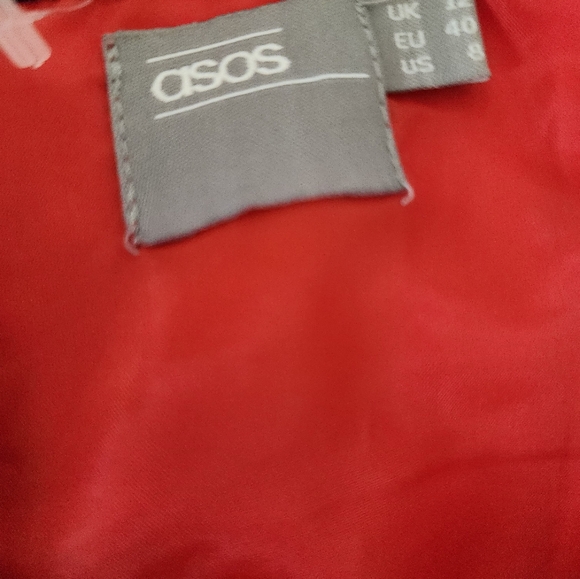 Asos Red Belted Strapless Jumpsuit. - Picture 6 of 14